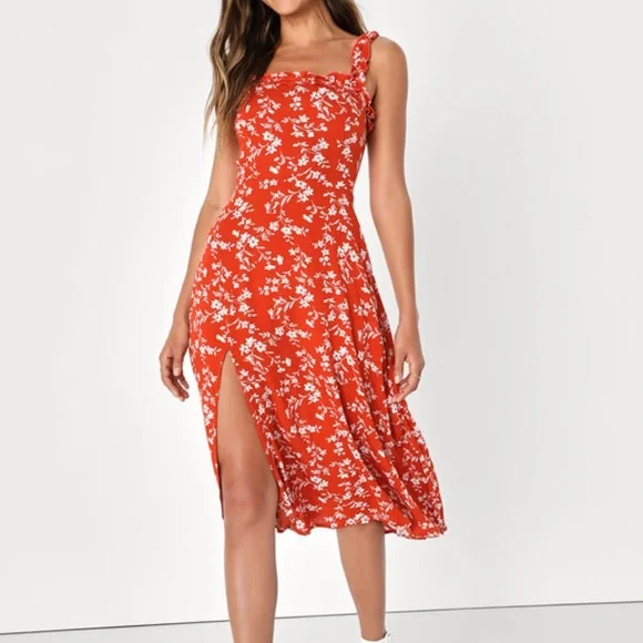 Lulus | Dresses | Lulus Burnt Orange Floral Dress | Poshmark